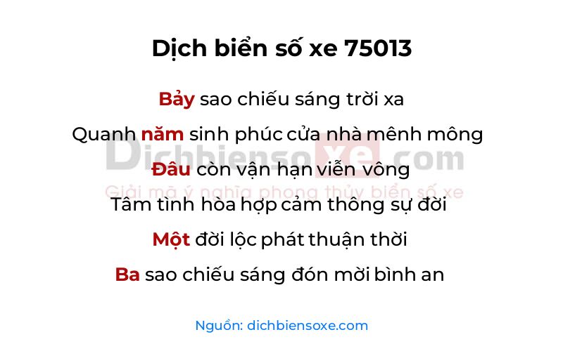 Dịch thơ biển số 75013
