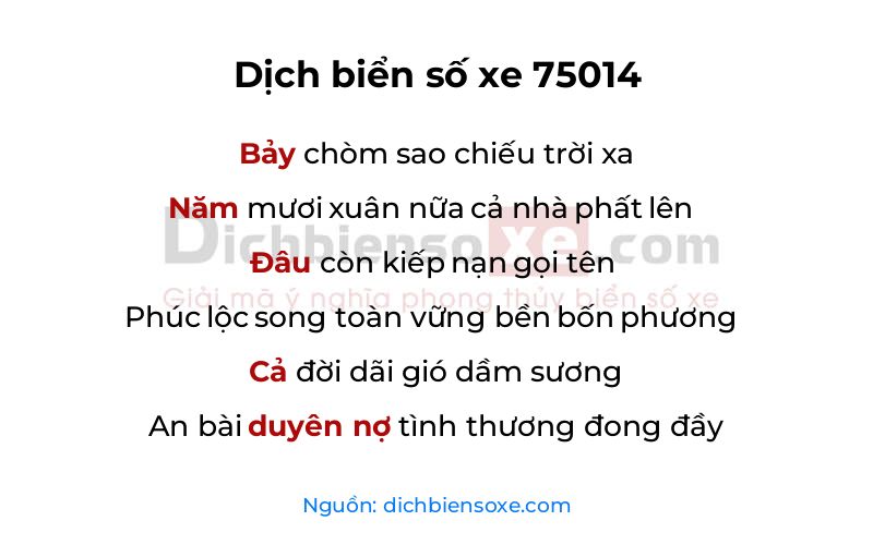 Dịch thơ biển số 75014