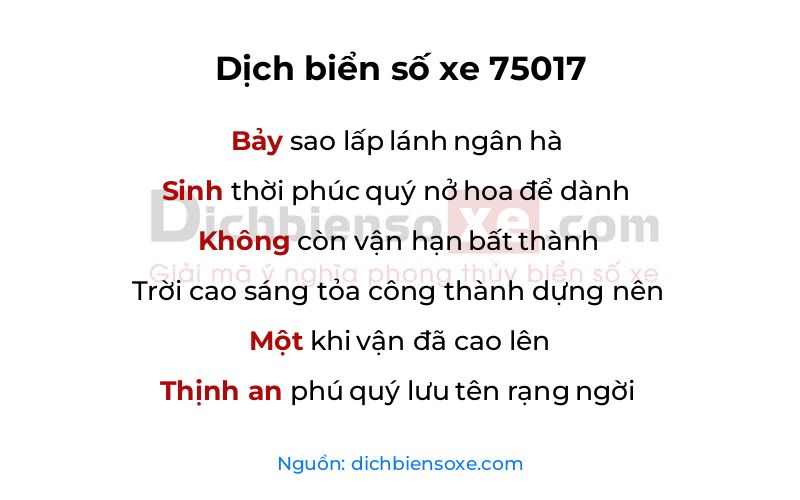 Dịch thơ biển số 75017