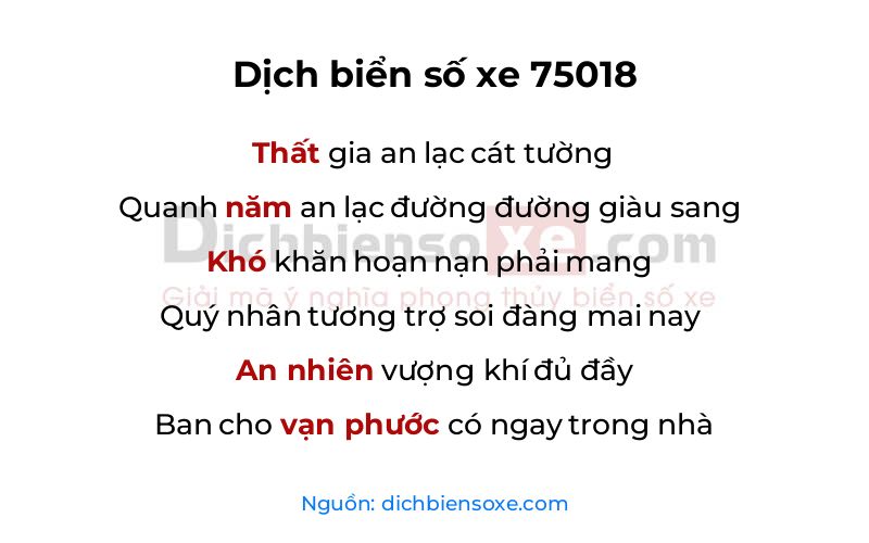 Dịch thơ biển số 75018