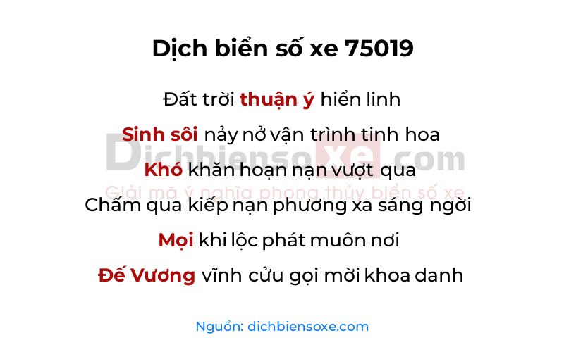 Dịch thơ biển số 75019