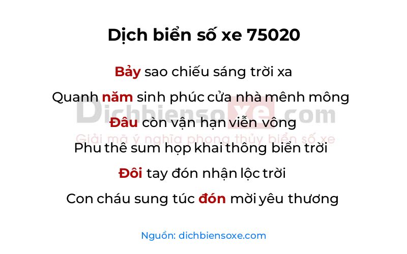 Dịch thơ biển số 75020