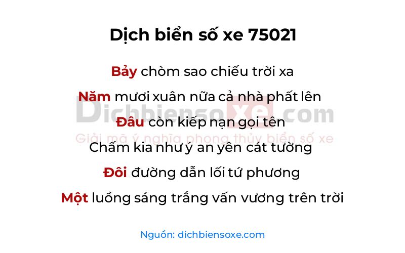 Dịch thơ biển số 75021