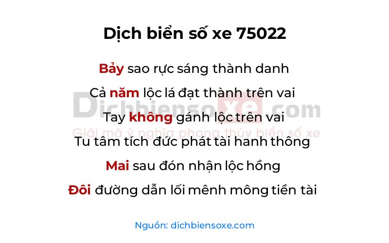 Dịch thơ biển số 75022