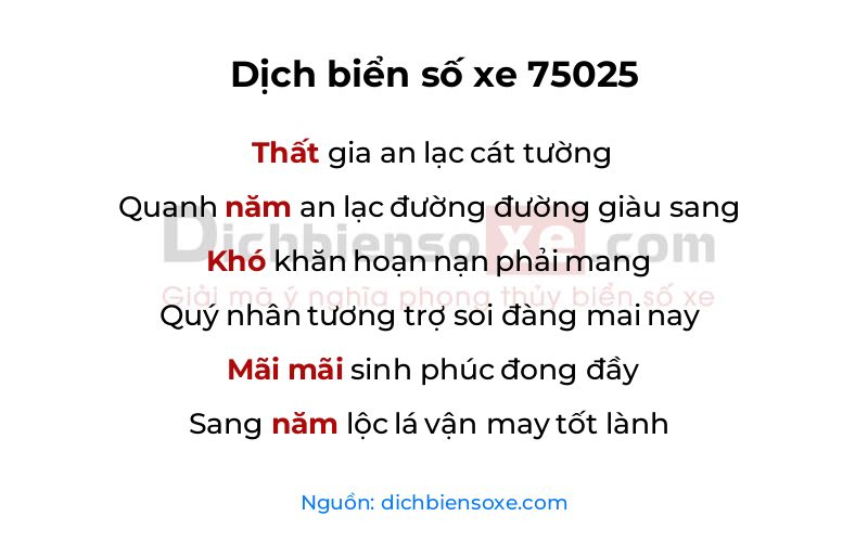 Dịch thơ biển số 75025