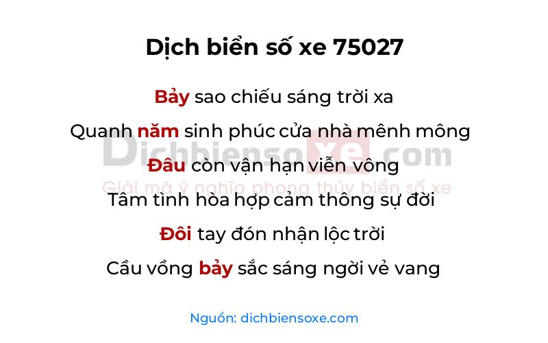 Dịch thơ biển số 75027