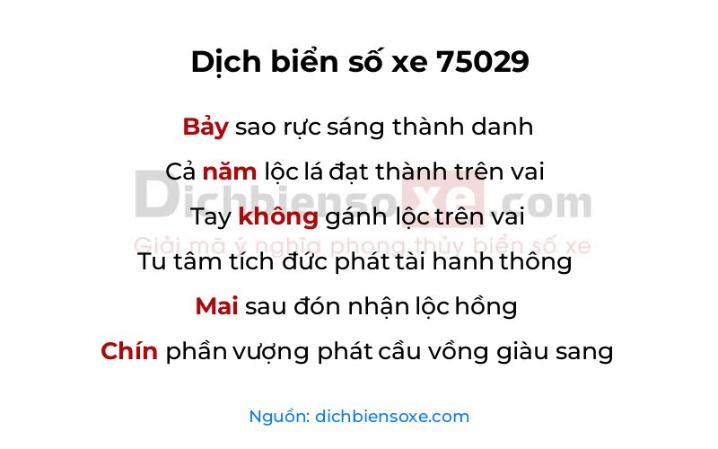 Dịch thơ biển số 75029