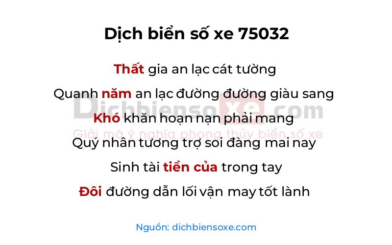 Dịch thơ biển số 75032