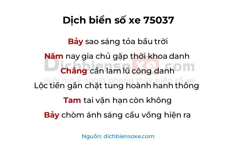 Dịch thơ biển số 75037