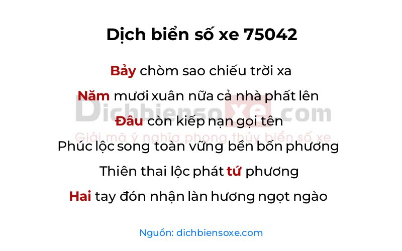 Dịch thơ biển số 75042