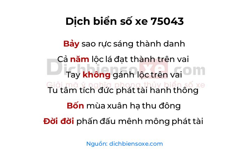 Dịch thơ biển số 75043