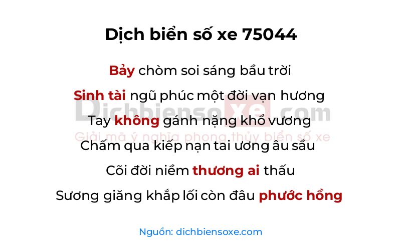 Dịch thơ biển số 75044