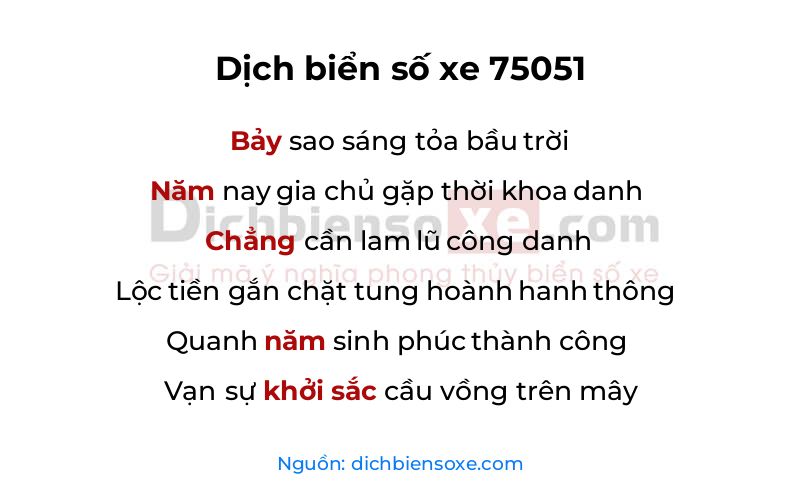 Dịch thơ biển số 75051