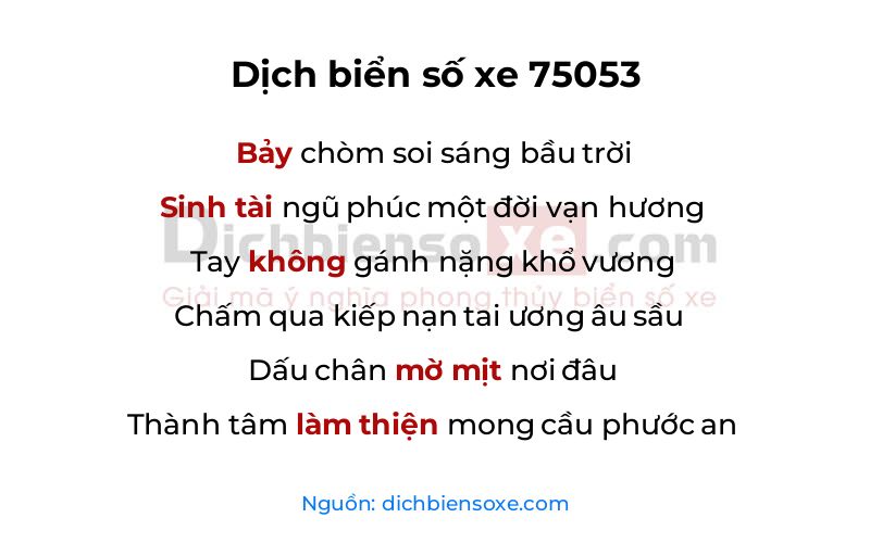 Dịch thơ biển số 75053