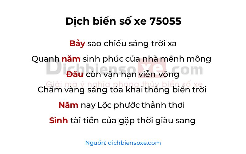 Dịch thơ biển số 75055