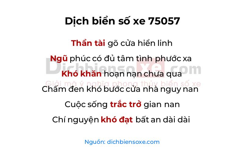 Dịch thơ biển số 75057