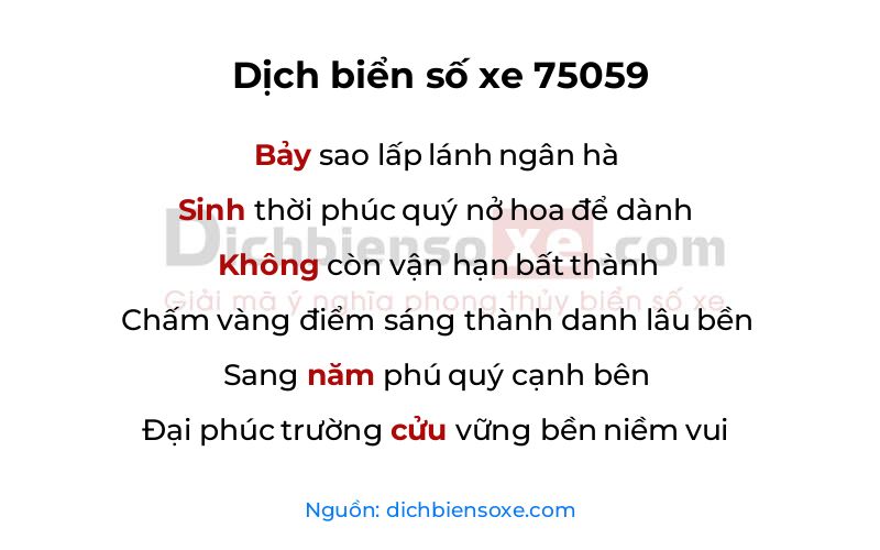 Dịch thơ biển số 75059