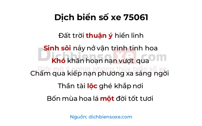 Dịch thơ biển số 75061