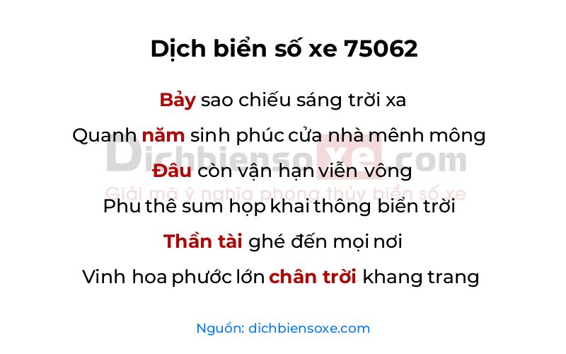 Dịch thơ biển số 75062