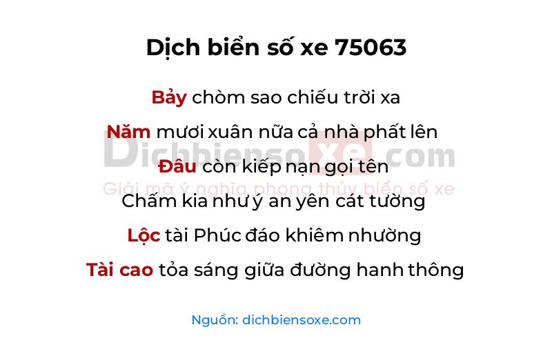 Dịch thơ biển số 75063