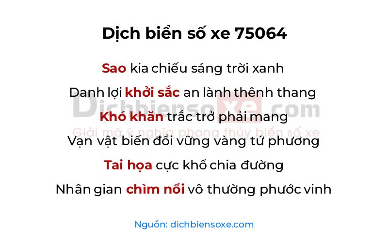 Dịch thơ biển số 75064