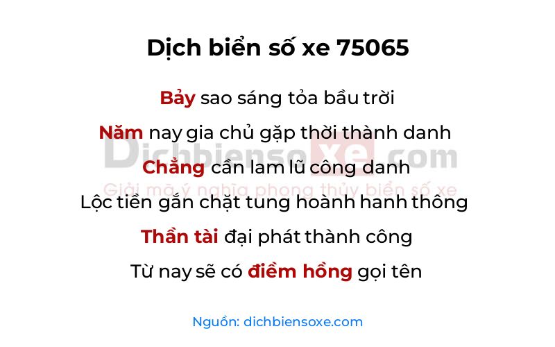 Dịch thơ biển số 75065