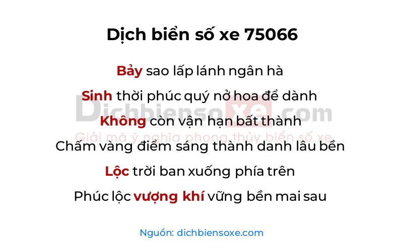 Dịch thơ biển số 75066