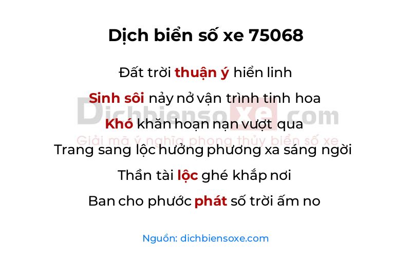 Dịch thơ biển số 75068