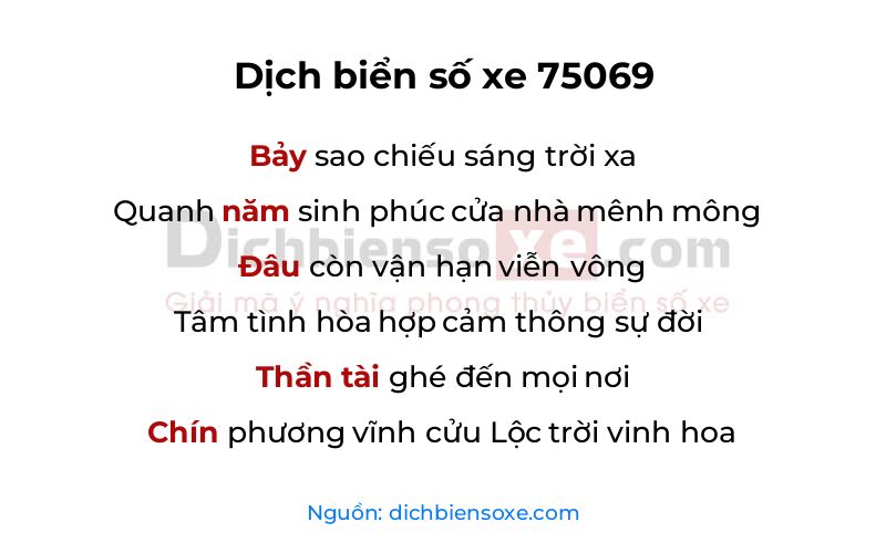 Dịch thơ biển số 75069