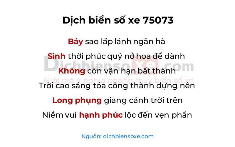 Dịch thơ biển số 75073