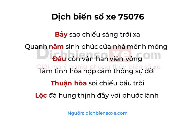 Dịch thơ biển số 75076