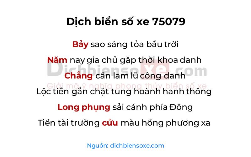 Dịch thơ biển số 75079