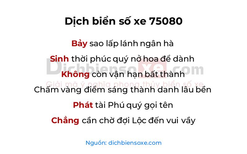 Dịch thơ biển số 75080