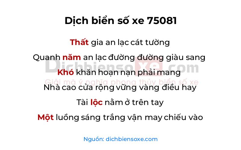 Dịch thơ biển số 75081