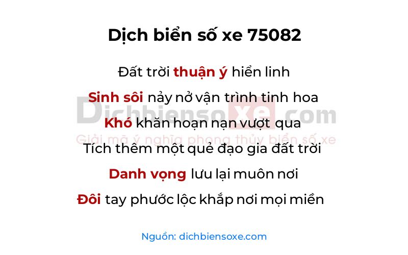 Dịch thơ biển số 75082