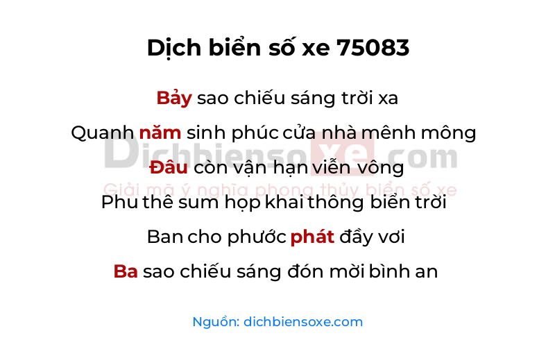 Dịch thơ biển số 75083