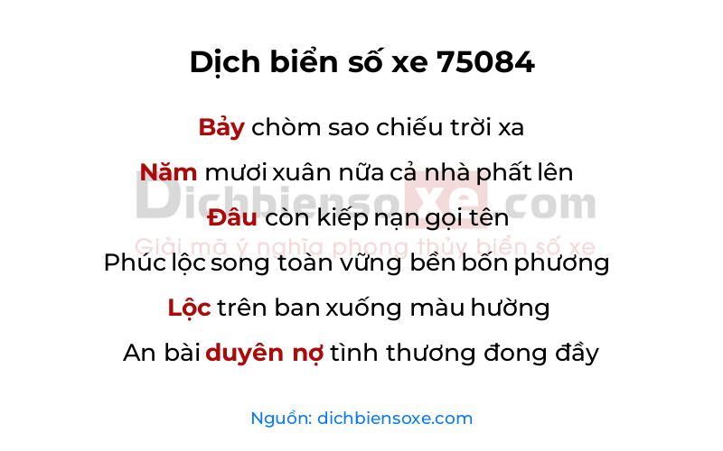 Dịch thơ biển số 75084