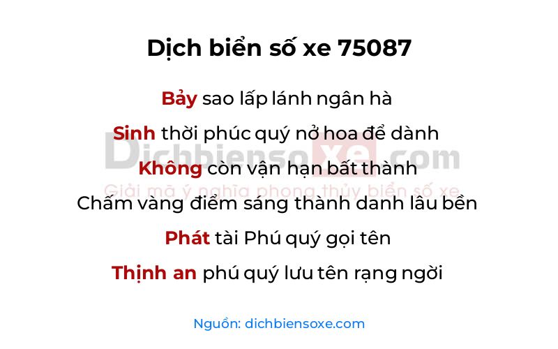 Dịch thơ biển số 75087