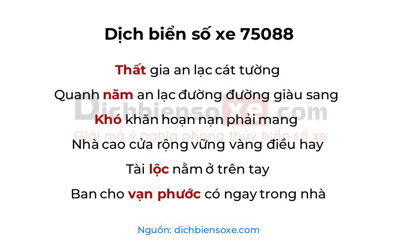 Dịch thơ biển số 75088