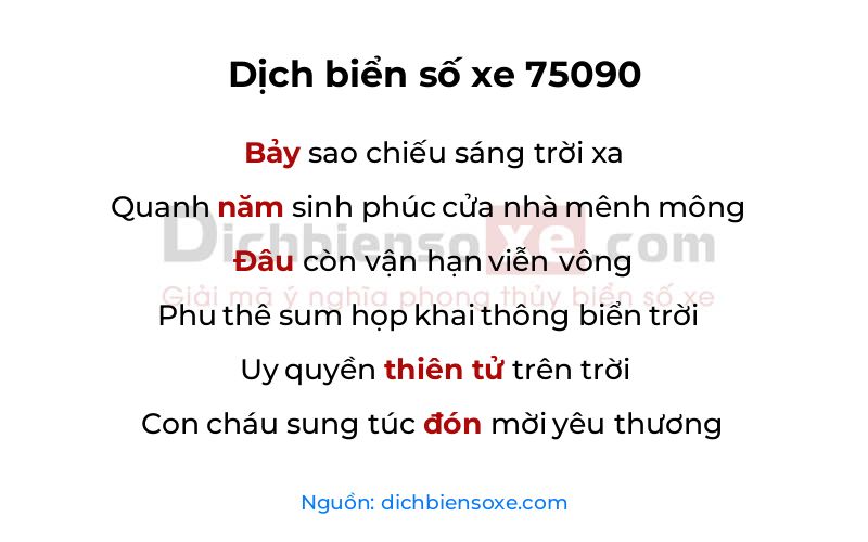Dịch thơ biển số 75090