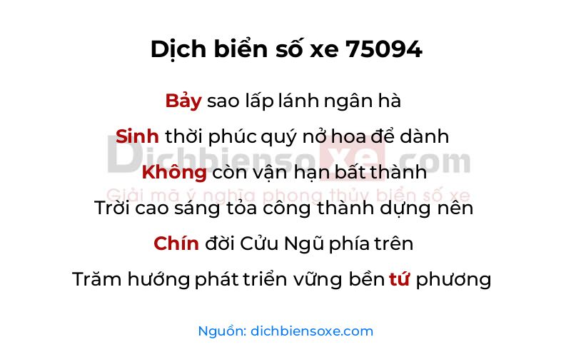 Dịch thơ biển số 75094