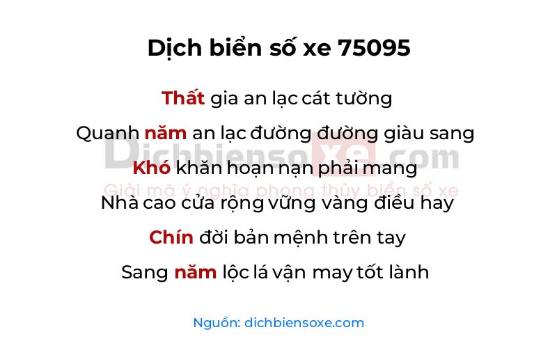Dịch thơ biển số 75095