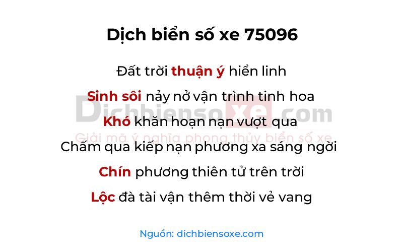 Dịch thơ biển số 75096