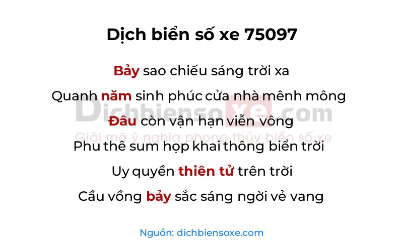 Dịch thơ biển số 75097