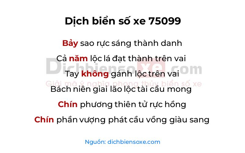Dịch thơ biển số 75099