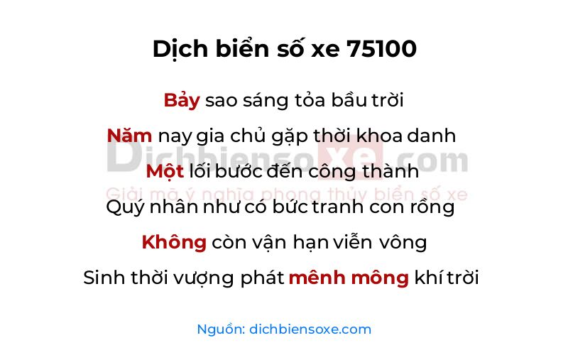 Dịch thơ biển số 75100
