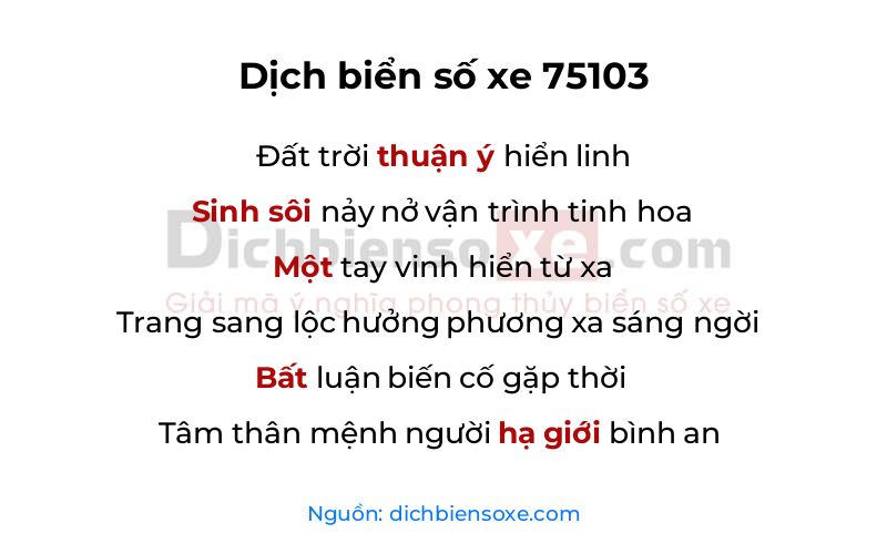 Dịch thơ biển số 75103