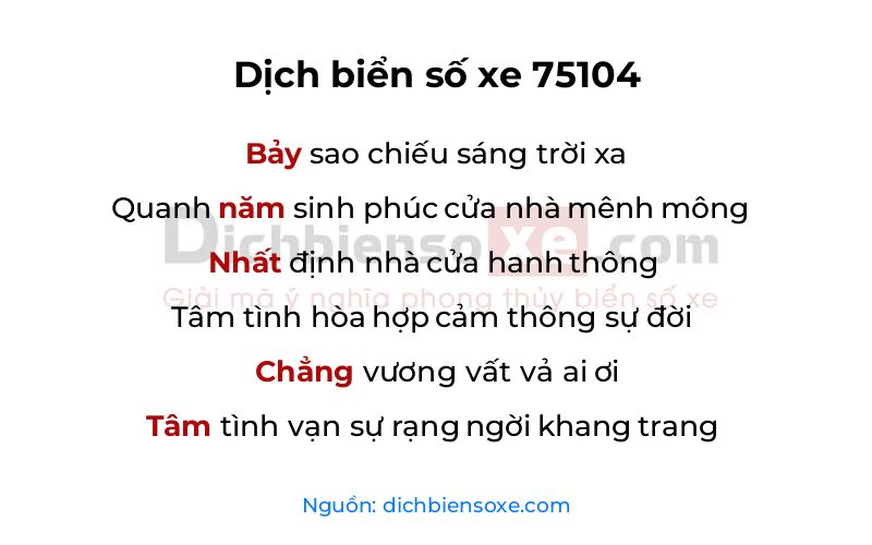 Dịch thơ biển số 75104
