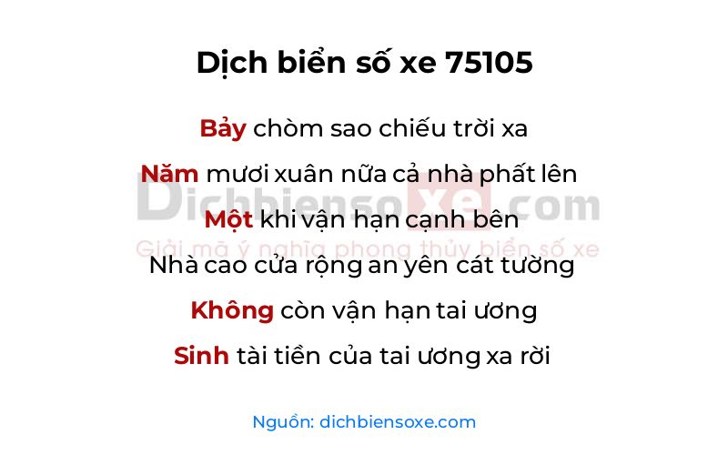 Dịch thơ biển số 75105