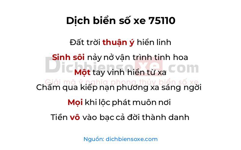 Dịch thơ biển số 75110